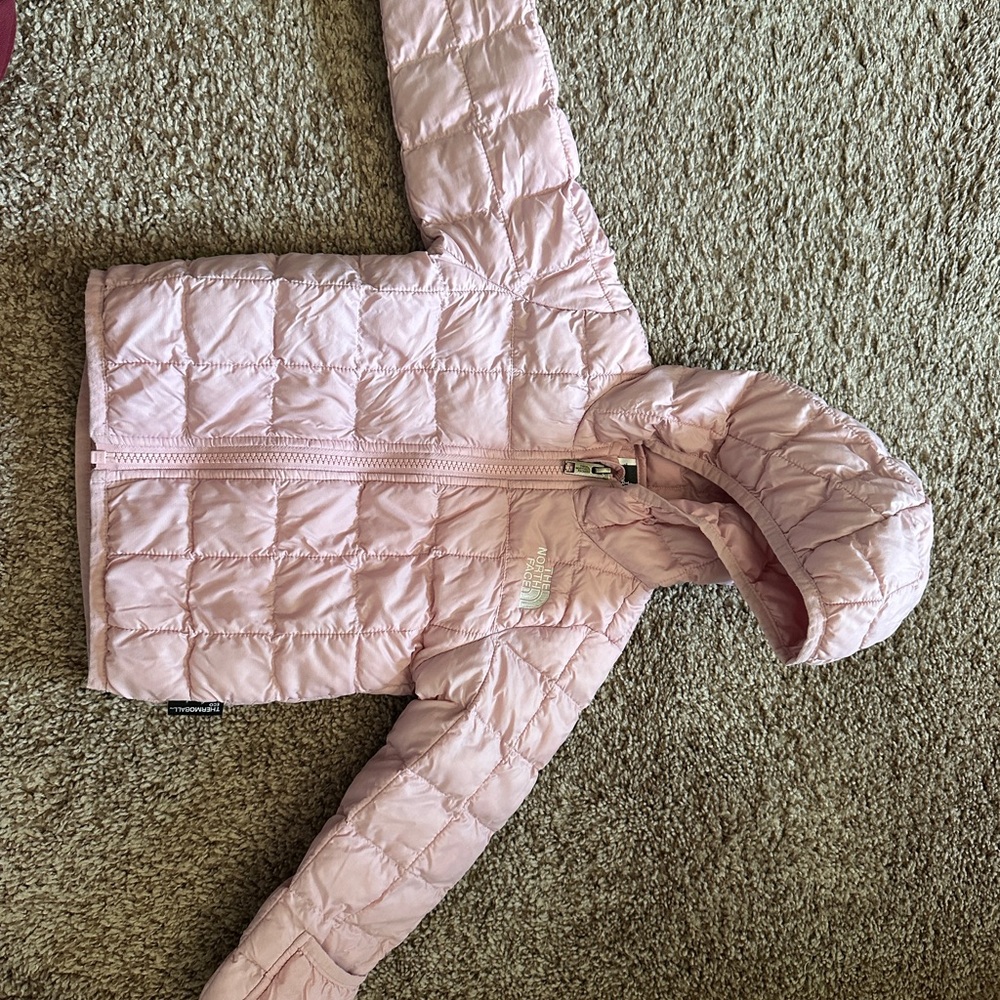 The North Face Light Pink Hooded Puffer Jacket - Kids